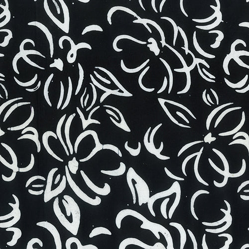 Banyan Batiks Classics White Floral on Black Background 81200-999 - Little Turtle Cottage