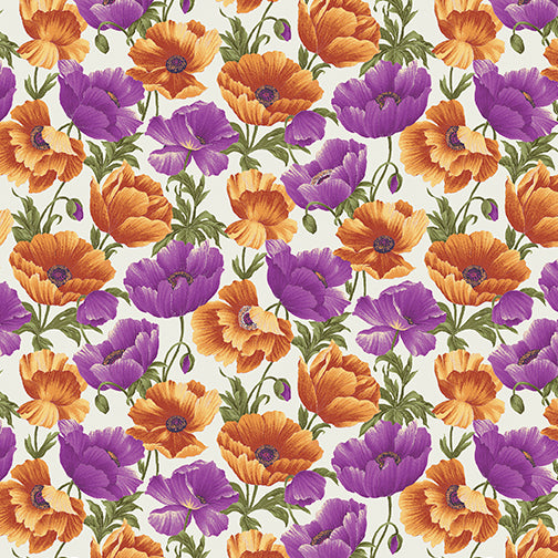 Cats N Quilts from Benartex, Poppies In Bloom Purple/Multi 10463 66 - Little Turtle Cottage