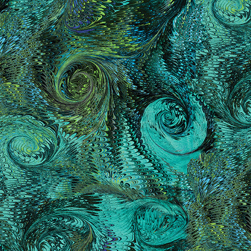 Benartex Poured Color 2 Whirlwind Turquoise 13147-80 | Little Turtle Cottage