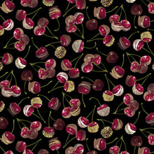 Load image into Gallery viewer, Chocolicious by Kanvas Studio for Benartex, Chocolate Cherries Black 9850-12, by the yard
