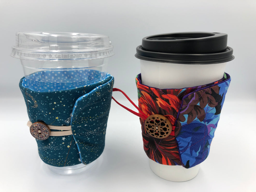 Cottage Cup Cozy, Reversible & Adjustable, Quilted 100% cotton CC0005 - Great Gift !