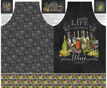 Load image into Gallery viewer, Life Happens Wine Helps by Northcott Reversible Apron Panel Digital DP24559-99, by the panel - Little Turtle Cottage
