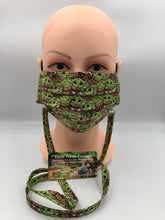Load image into Gallery viewer, Face Mask 4 layer Pleated - adjustable, with Filter Pocket &amp; Nose Wire, Lanyard, Star Wars Mandalorian Baby Yoda
