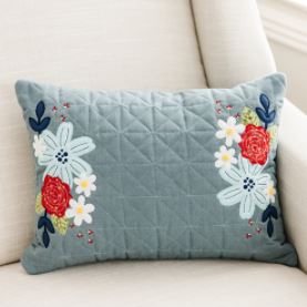 Kimberbell Fill In The Blank Quilted Pillow Cover + free Design July “Home of the Blooms”
