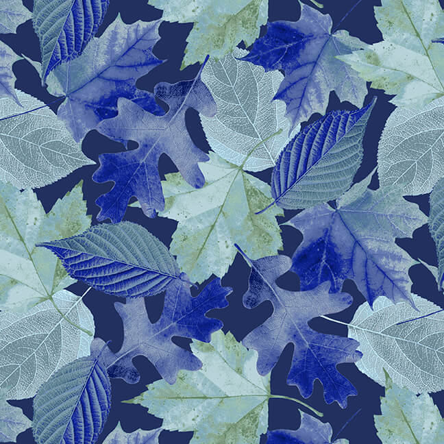 Blank Quilting Natural Beauties-Leaves Blue - Little Turtle Cottage