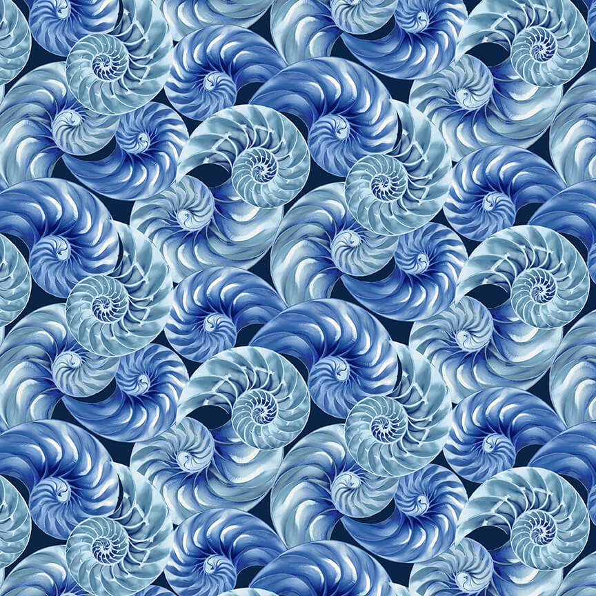 Blank Quilting Natural Beauties-Sea Shell Blue 1797-75 - Little Turtle Cottage