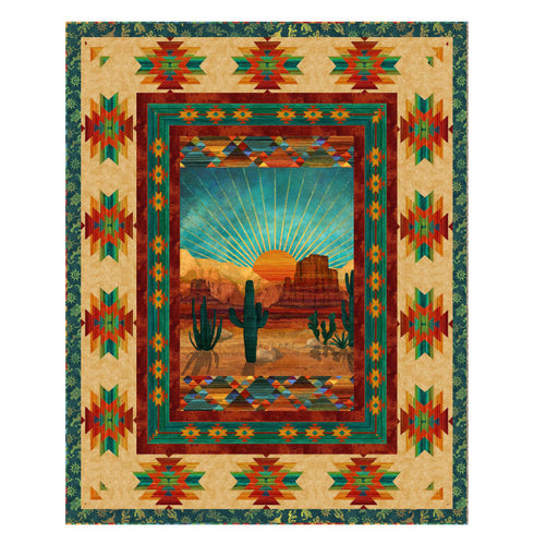 Desert Sunrise by Terry Albers of Hedgehog Quilt Pattern Northcott Stonehenge Sun Valley 2 collection. - Little Turtle Cottage