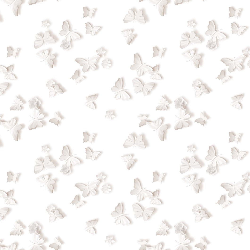 Paper White by Northcott Butterflies White 24957-10, by the yard