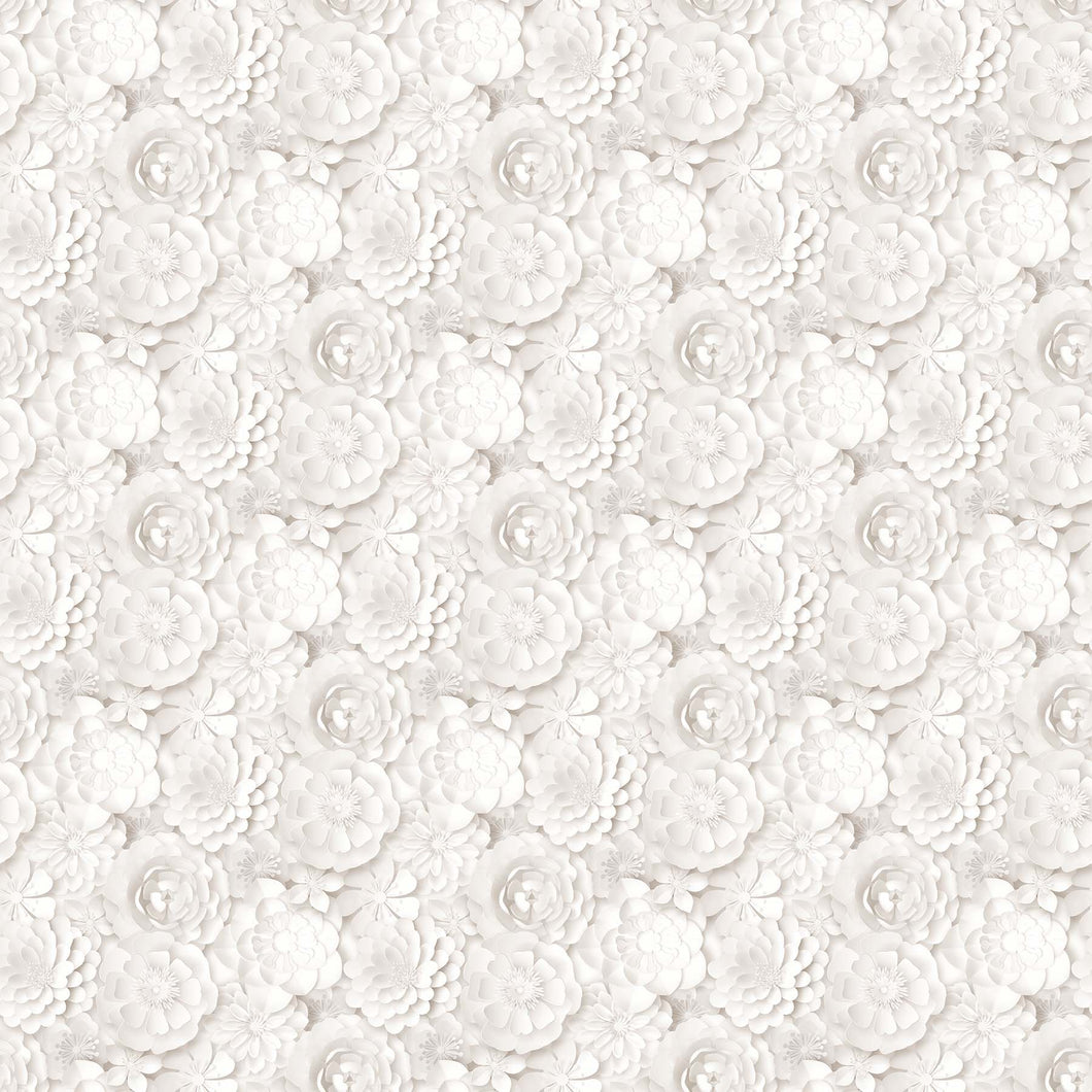 Paper White by Northcott Floral White 24955-10, by the yard