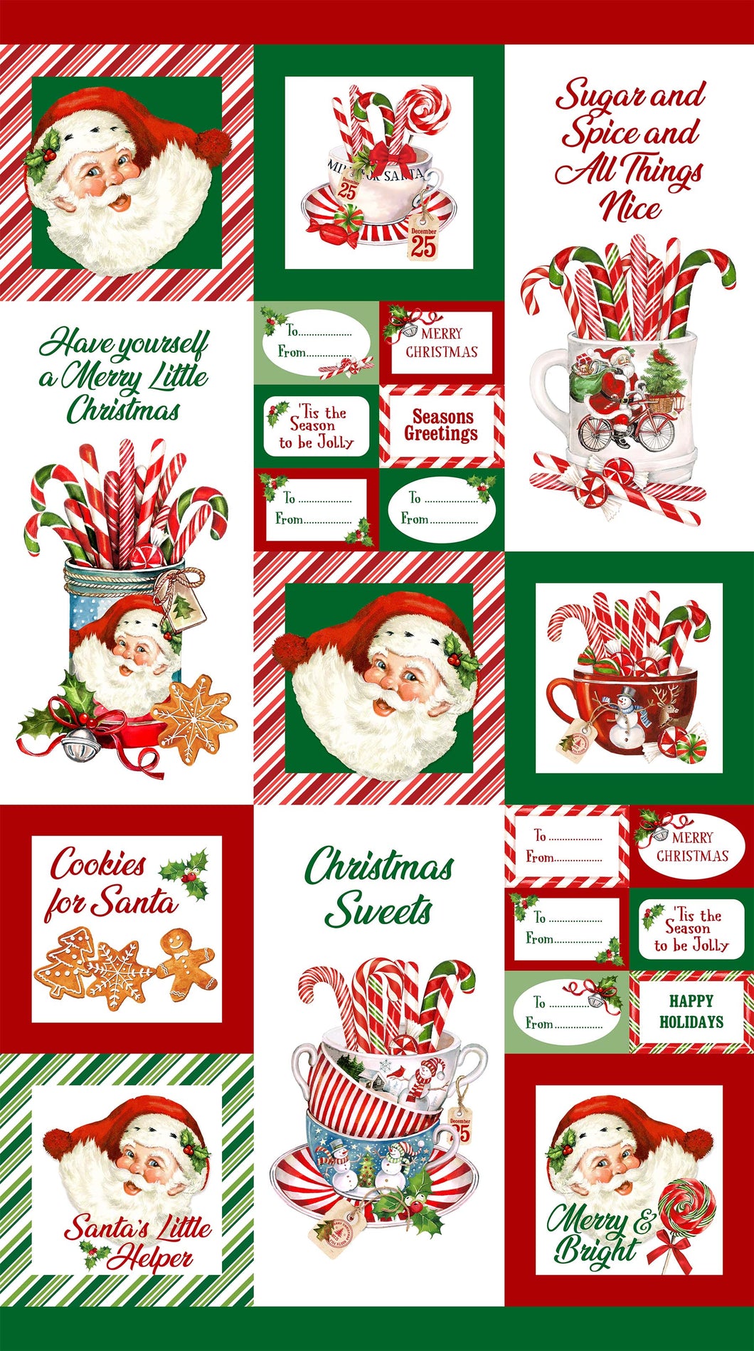 Peppermint Candy by Northcott Digitally Printed Block Panel 24627-78 - Little Turtle Cottage