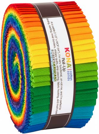 Robert Kaufman Kona Cotton Solid Bright Rainbow Palette 2-1/2
