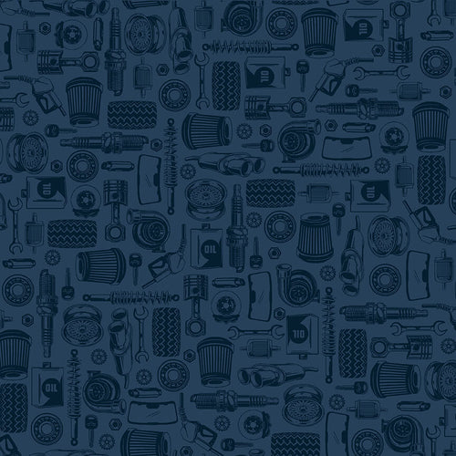 American Muscle by Studio E, Tone on Tone Car Parts Navy 5341-77 - Little Turtle Cottage