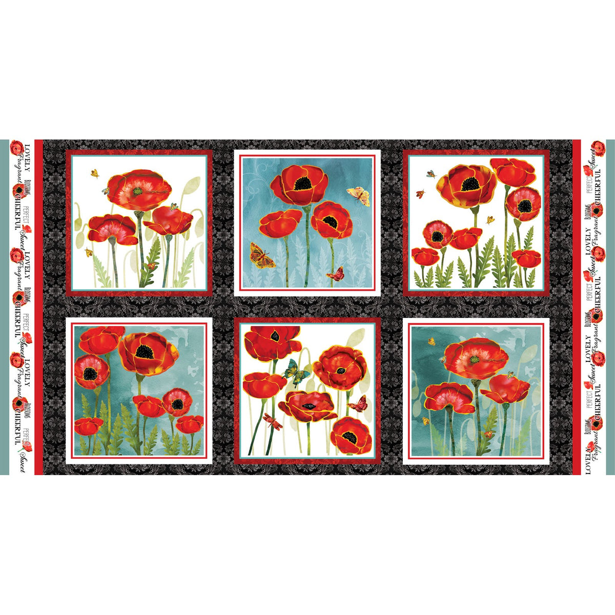 Poppy Days Multi Poppy Block Panel 24