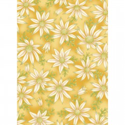Under the Australian Sun Metallic-Summer Collection, Yellow w/Cream Flowers Little Turtle Cottage