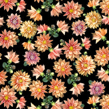 Load image into Gallery viewer, Tina&#39;s Garden Digital Tossed Dahlias Light Orange by Clothworks Y3679-35 - Little Turtle Cottage
