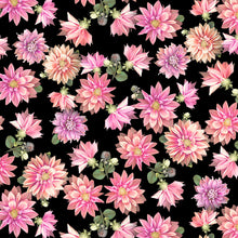 Load image into Gallery viewer, Tina&#39;s Garden Digital Tossed Dahlias Pink by Clothworks Y3679-42 - Little Turtle Cottage
